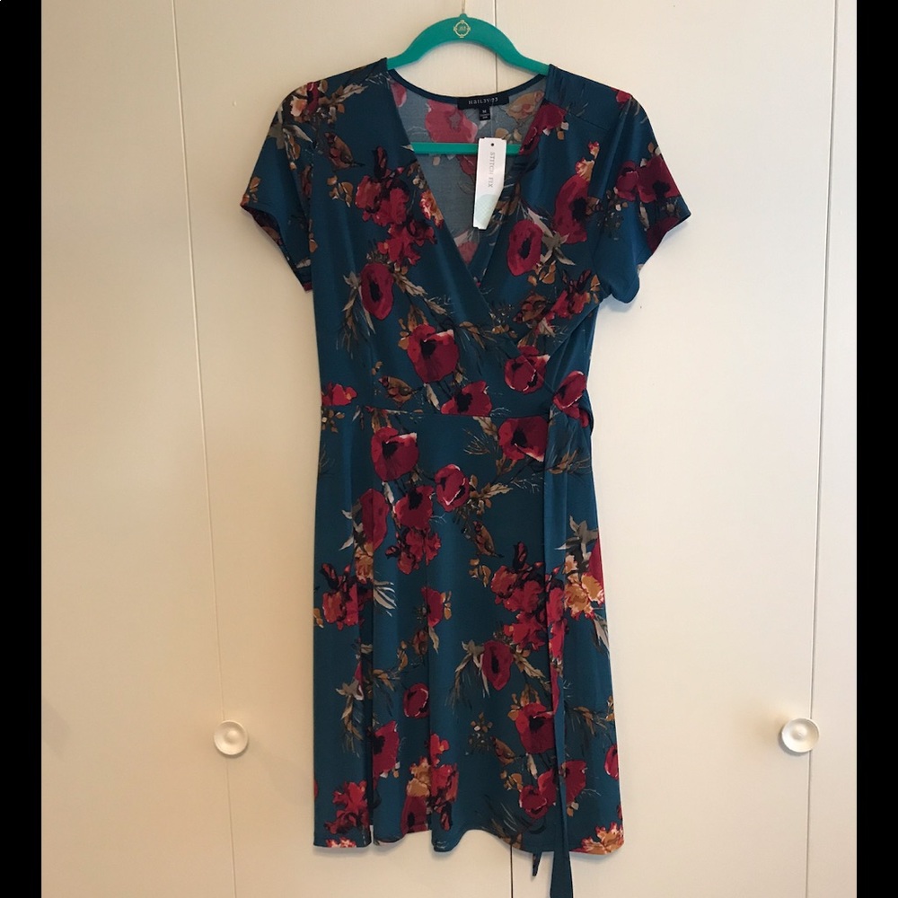 Teal green wrap dress Medium